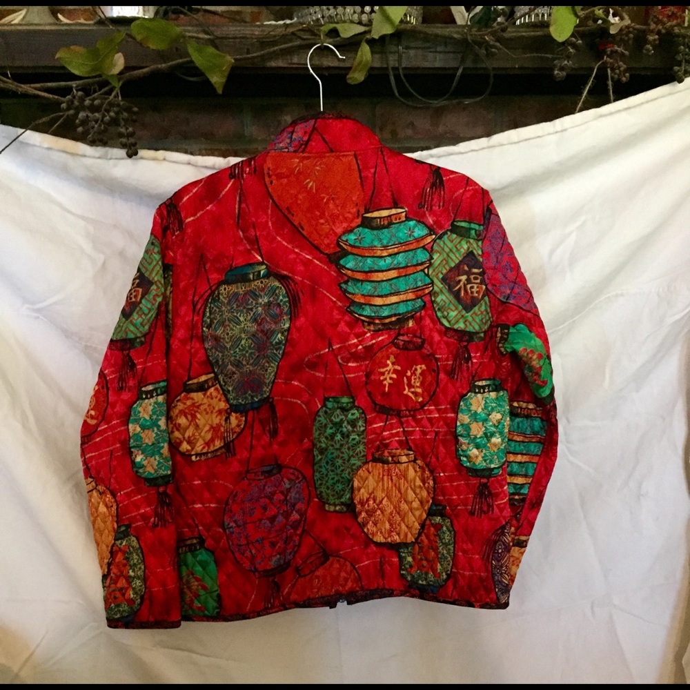 💯% SILK CHICOS jacket lanterns, pretty, unique - Picture 8 of 9